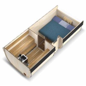 wellmia® Fasssauna Deluxe 500 cm | mit Vorraum & individuell Konfigurierbar