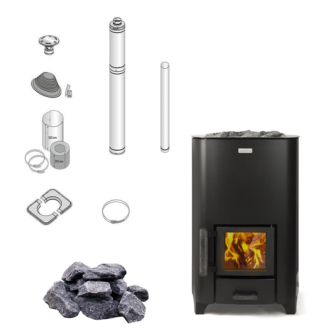 wellmia® Fasssauna Deluxe 500 cm | mit Vorraum & individuell Konfigurierbar